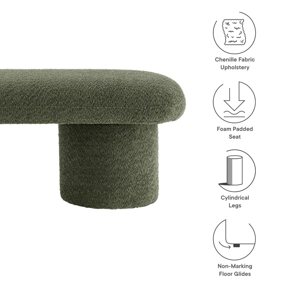 Modway Orla Chenille Upholstered Bench in Sage