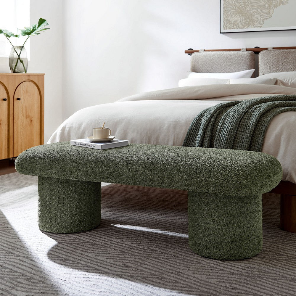 Modway Orla Chenille Upholstered Bench in Sage