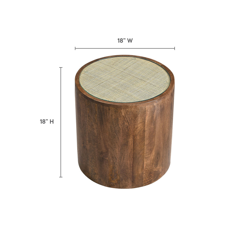 Truett Round Wood Rattan Side Table by Modway MDY-EEI-7085-WAL