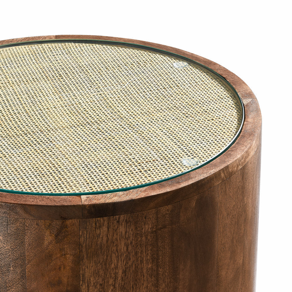Truett Round Wood Rattan Side Table by Modway MDY-EEI-7085-WAL