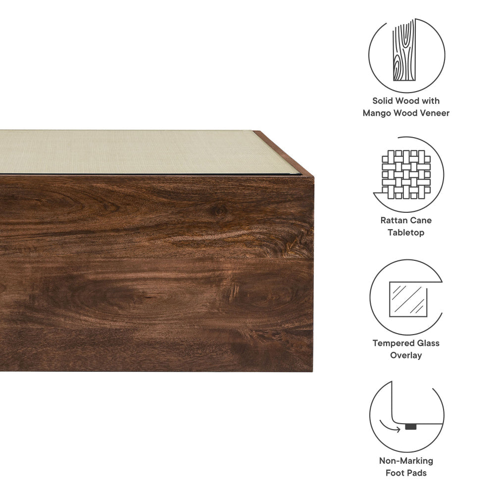 Truett Square Wood Rattan Coffee Table by Modway MDY-EEI-7086-WAL