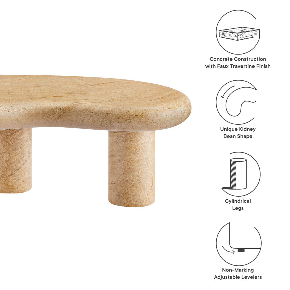 Elowen Indoor - Outdoor Patio Textured Faux Travertine Coffee Table by Modway MDY-EEI-7093-TRV