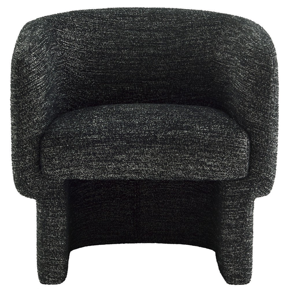 Modway Muse Comfy Barrel Accent Chair in Charcoal Boucle Fabric Cozy Round Reading Armchair – Upholstered Living Room Chair with Curved Back