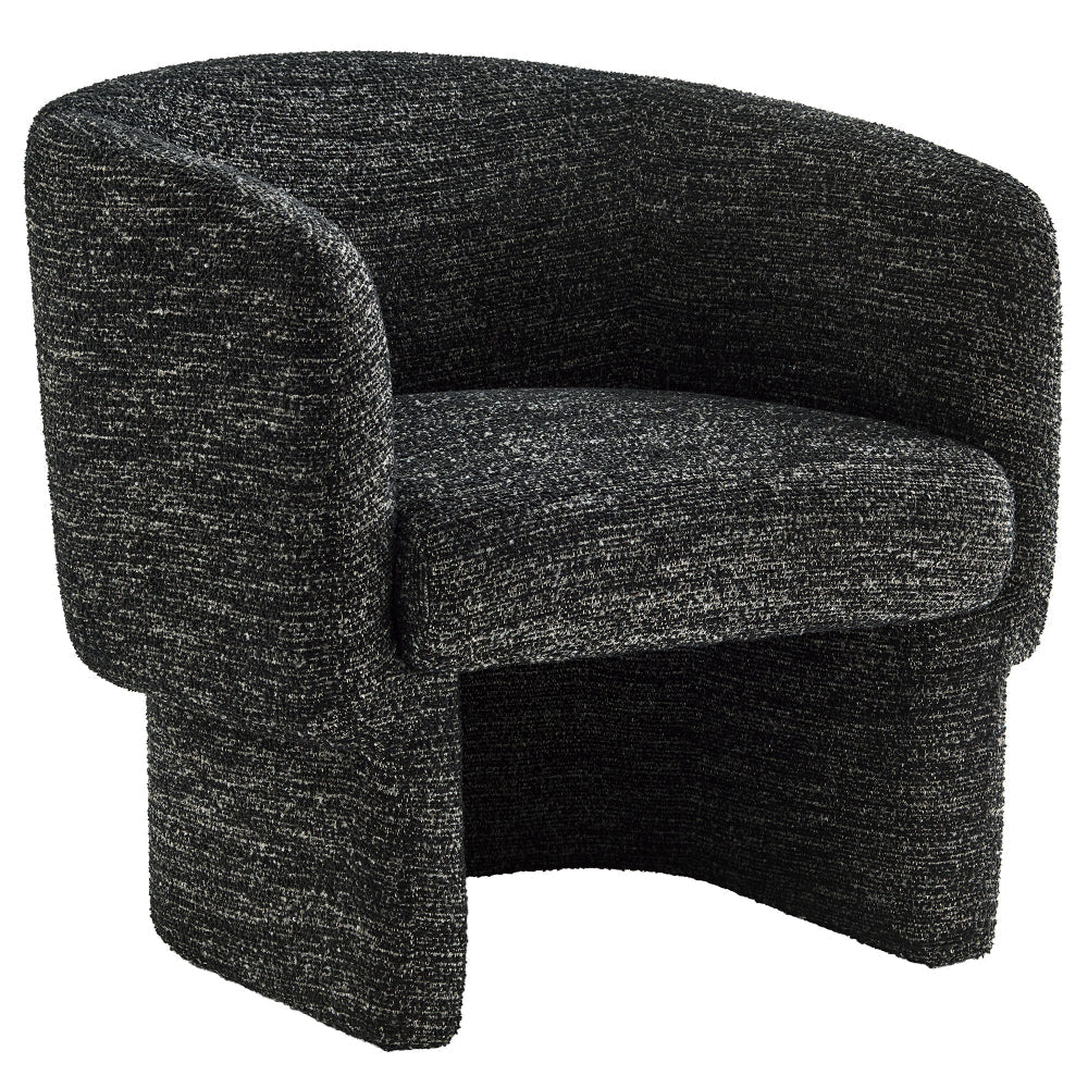 Modway Muse Comfy Barrel Accent Chair in Charcoal Boucle Fabric Cozy Round Reading Armchair – Upholstered Living Room Chair with Curved Back
