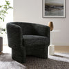 Modway Muse Comfy Barrel Accent Chair in Charcoal Boucle Fabric Cozy Round Reading Armchair – Upholstered Living Room Chair with Curved Back