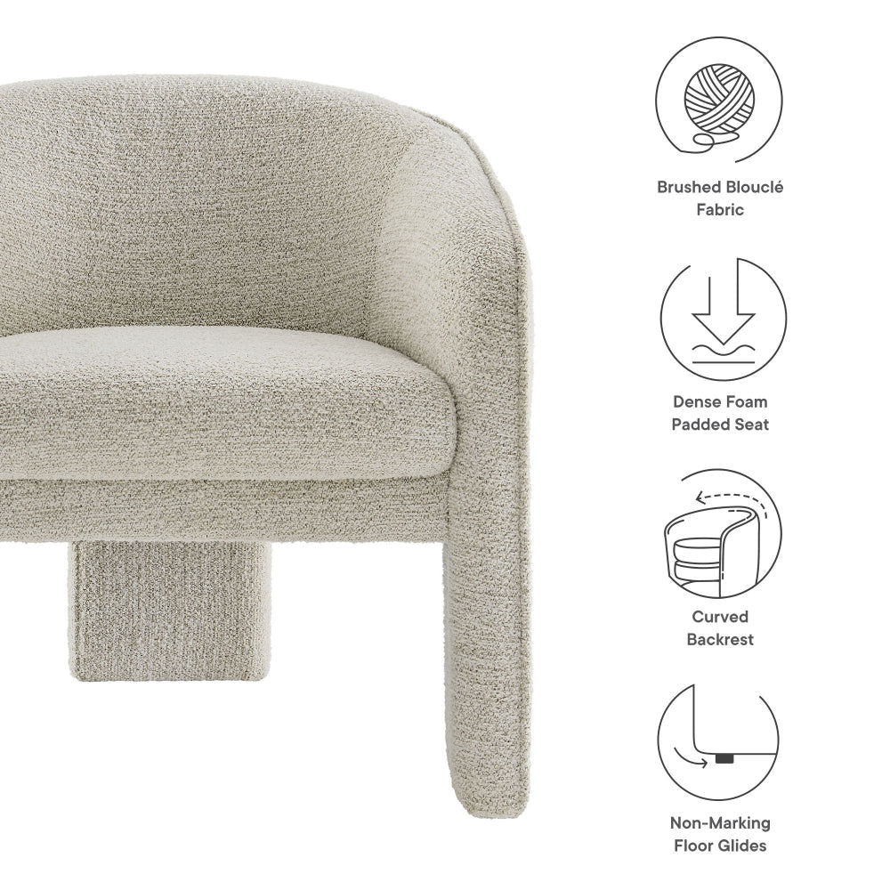 Modway Greer Boucle Fabric Upholstered Accent Armchair by Modway