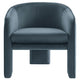 Modway Greer Comfy Barrel Accent Chair with 3 Legs in Cadet Blue Performance Velvet – Soft Upholstered Reading Armchair – Mid Century