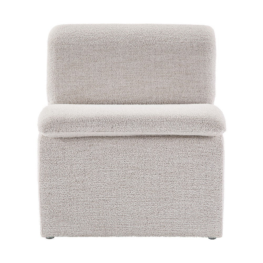 Modway Dune Curved Lounge Chair in Parchment Boucle Fabric – Modern Upholstered Armless Accent Chair with Padded Cushion - Unique Slipper