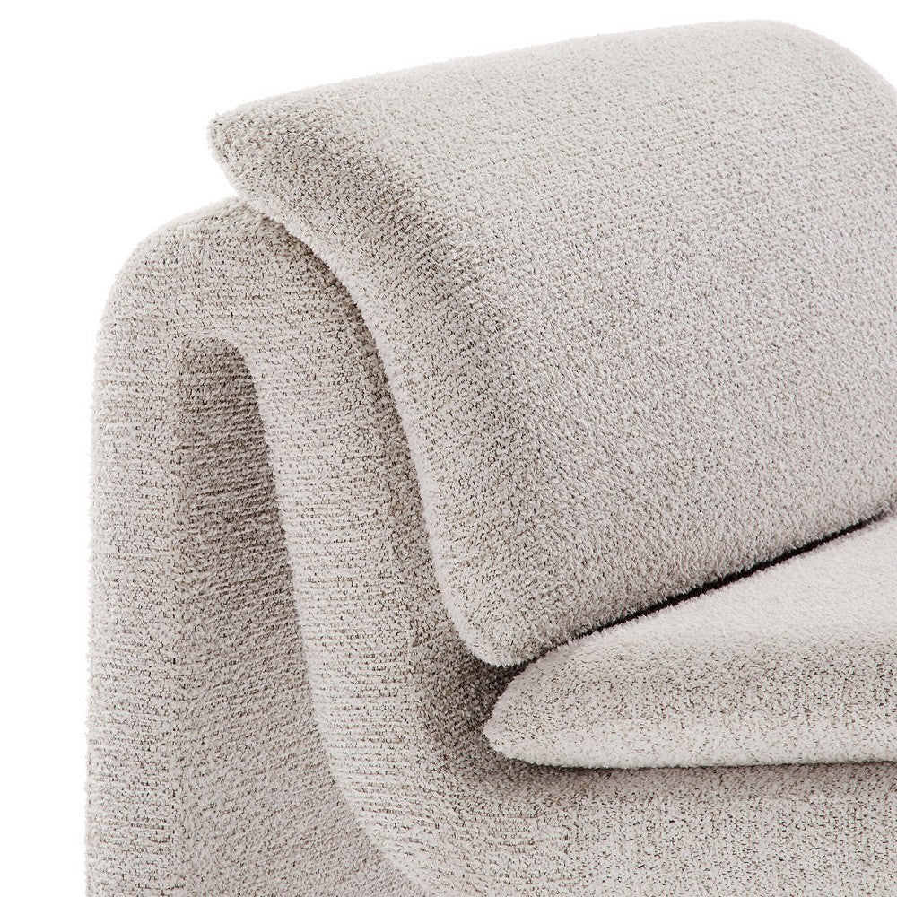Modway Dune Curved Lounge Chair in Parchment Boucle Fabric – Modern Upholstered Armless Accent Chair with Padded Cushion - Unique Slipper