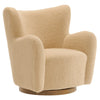 Modway Montrose Swivel Wingback Accent Chair in Ivory Walnut Sherpa Teddy Fabric – Modern Furry Barrel Chair with 360-Degree Swivel Base – Soft and Comfy Living Room Chair