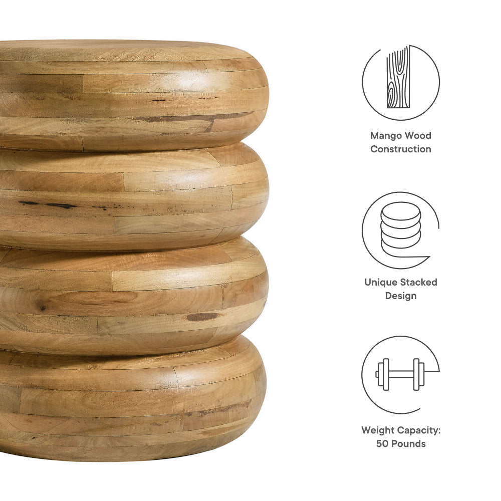 Modway Ellery Curved Stacked Side Table in Natural