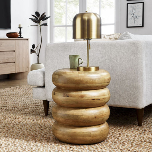 Modway Ellery Curved Stacked Side Table in Natural