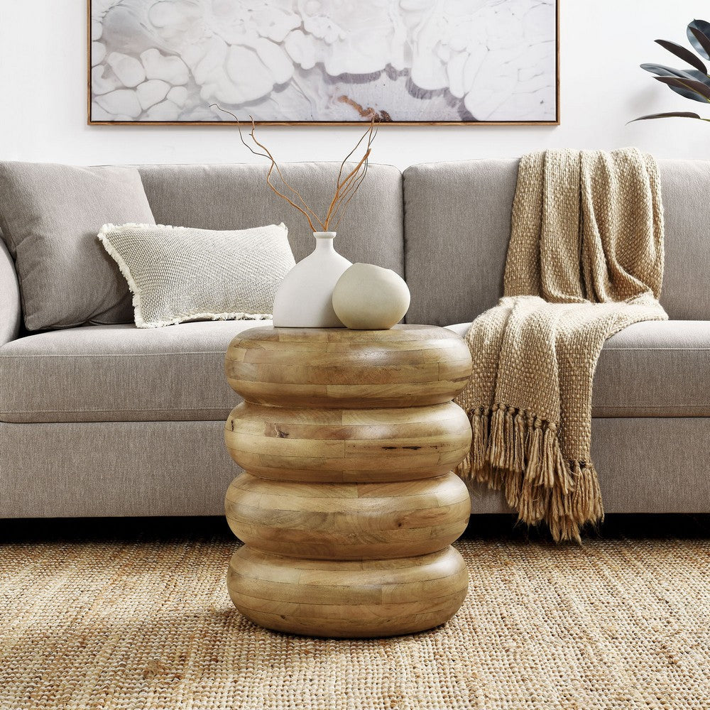 Modway Ellery Curved Stacked Side Table in Natural