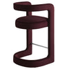 Modway Winslow Performance Velvet Counter Stool with Stainless Steel Footrest in Mulberry