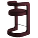 Modway Winslow Performance Velvet Counter Stool with Stainless Steel Footrest in Mulberry
