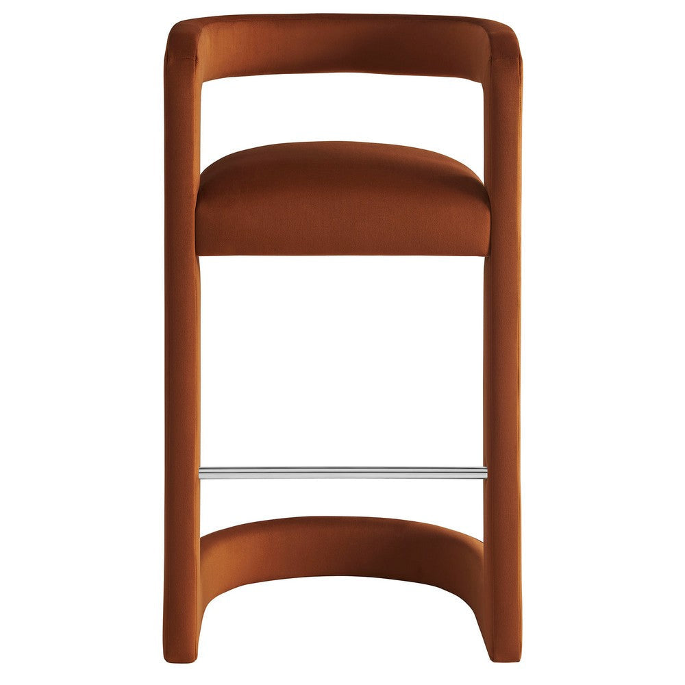 Modway Winslow Performance Velvet Bar Stool in Rust