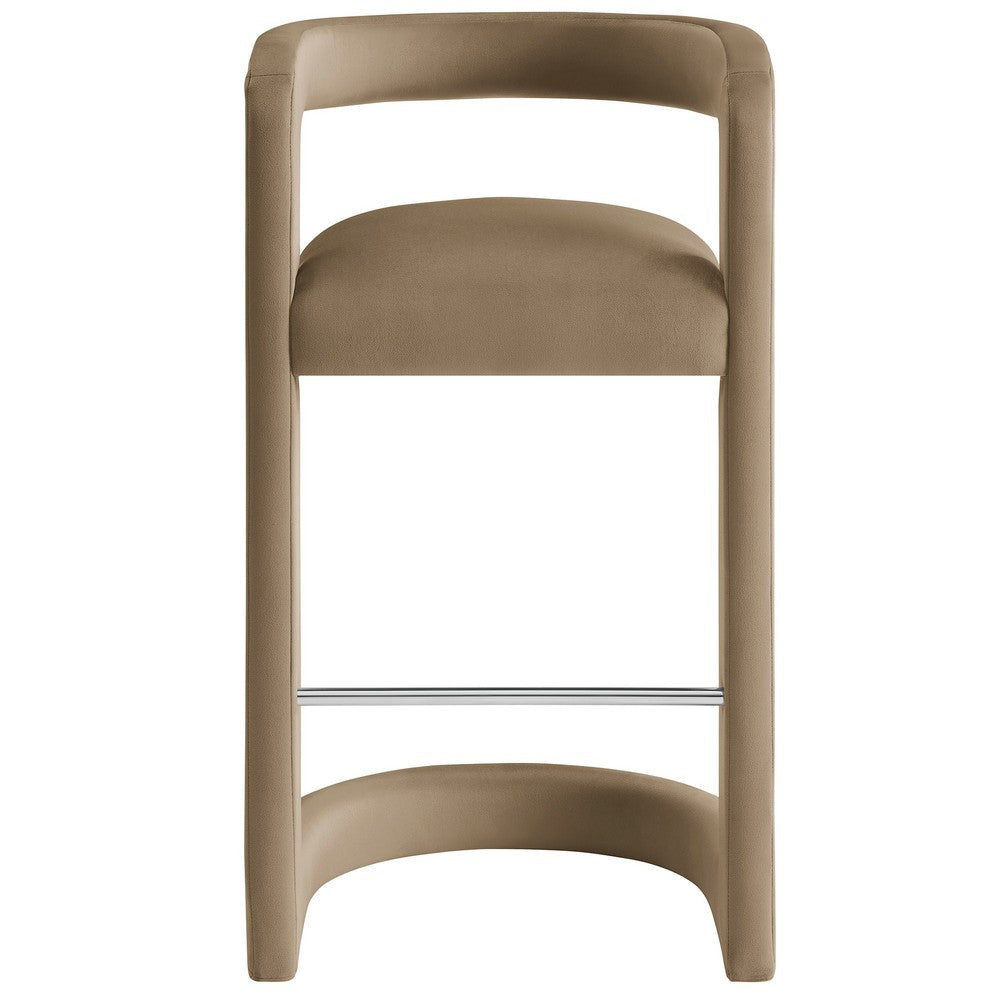 Modway Winslow Performance Velvet Bar Stool in Taupe