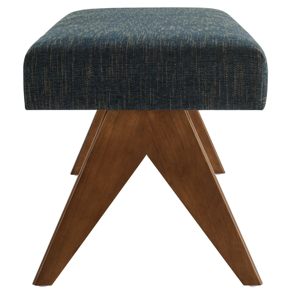 Modway Lyra 47 Inch Heathered Fabric Upholstered Bench in Azure