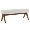 Modway Lyra 47 Inch Heathered Fabric Upholstered Bench in Ivory