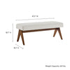 Modway Lyra 47 Inch Heathered Fabric Upholstered Bench in Ivory
