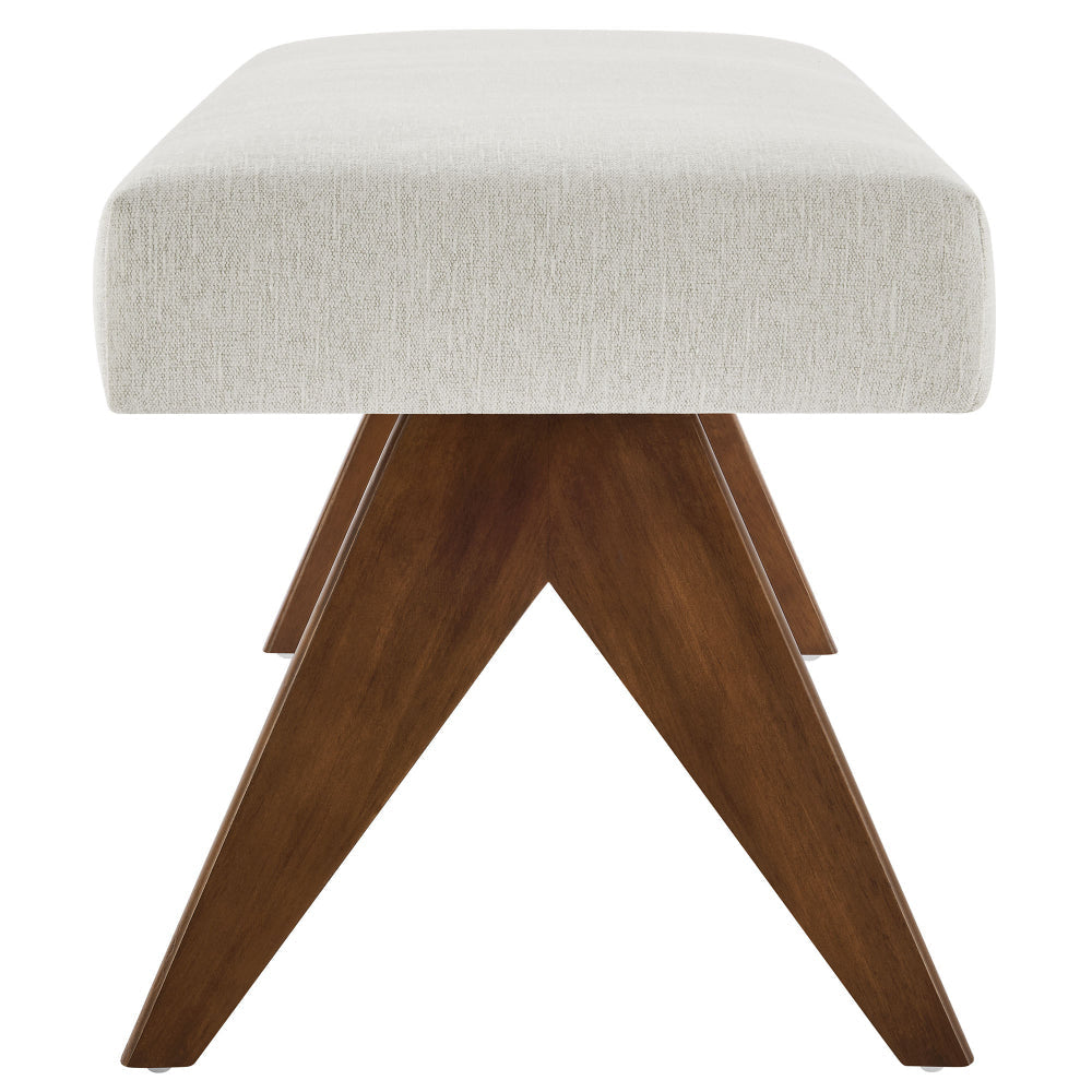 Modway Lyra 47 Inch Heathered Fabric Upholstered Bench in Ivory