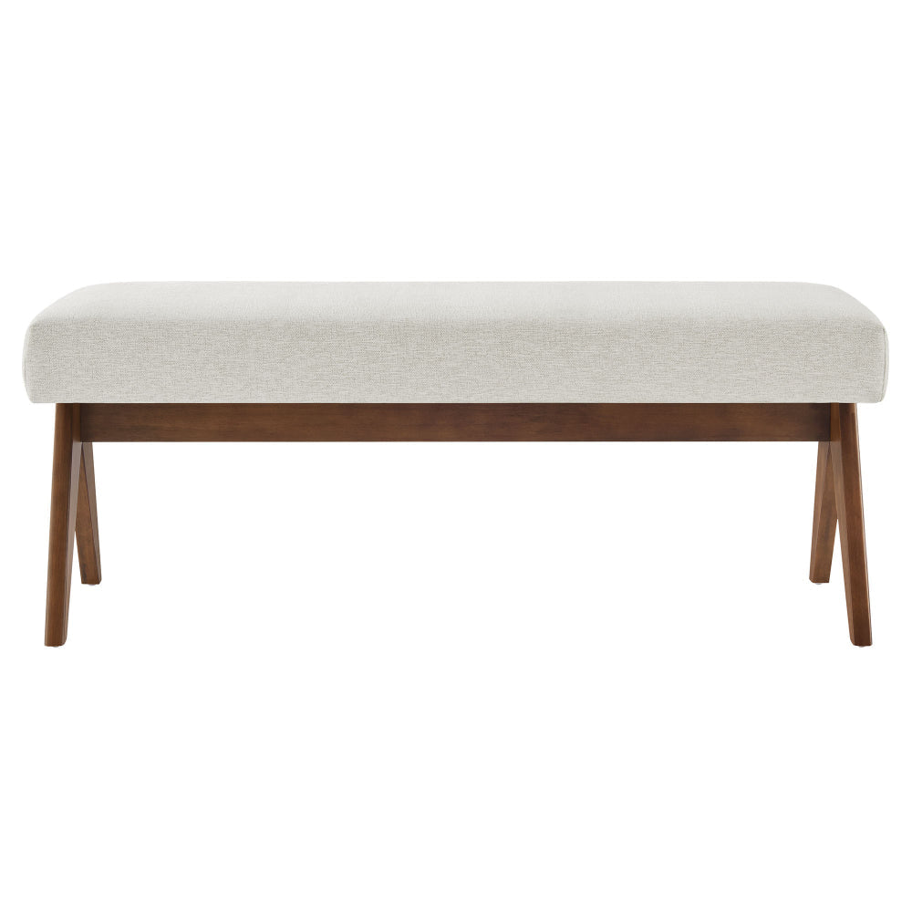 Modway Lyra 47 Inch Heathered Fabric Upholstered Bench in Ivory
