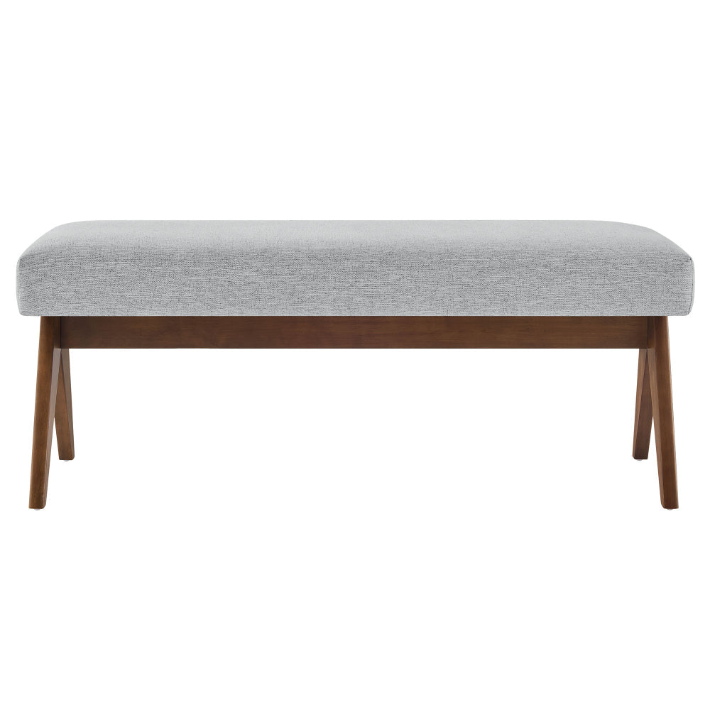 Modway Lyra 47 Inch Heathered Fabric Upholstered Bench in Light Gray