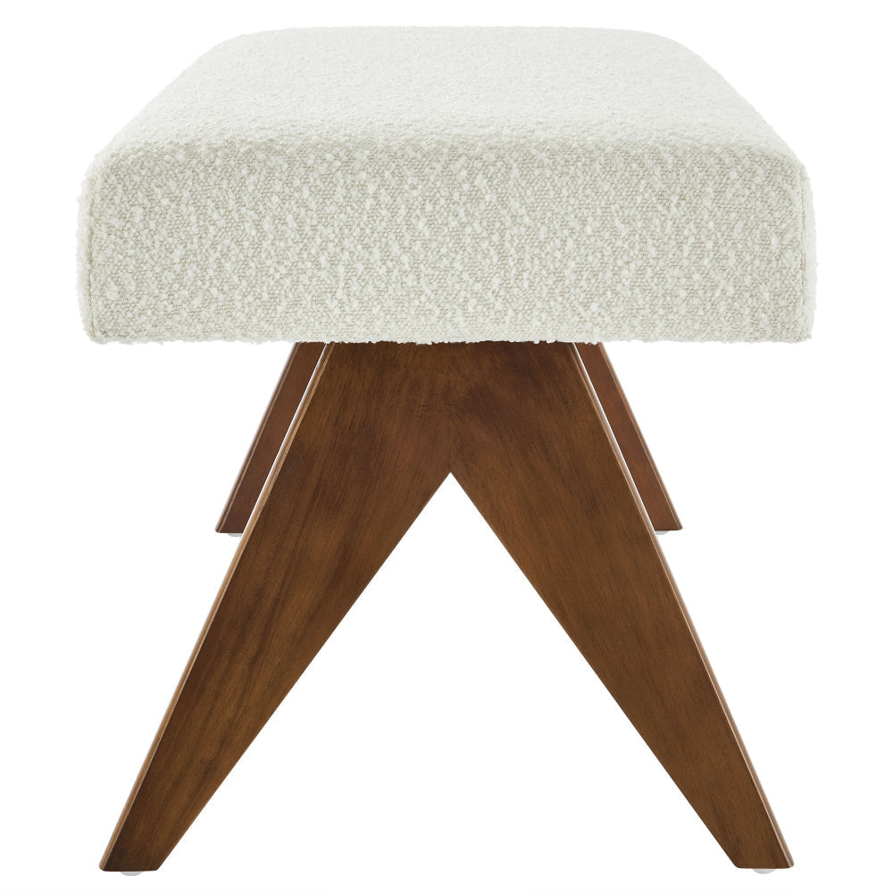 Modway Lyra 47 Inch Boucle Upholstered Bench in Ivory Boucle