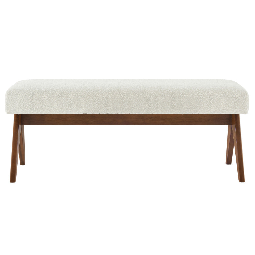 Modway Lyra 47 Inch Boucle Upholstered Bench in Ivory Boucle
