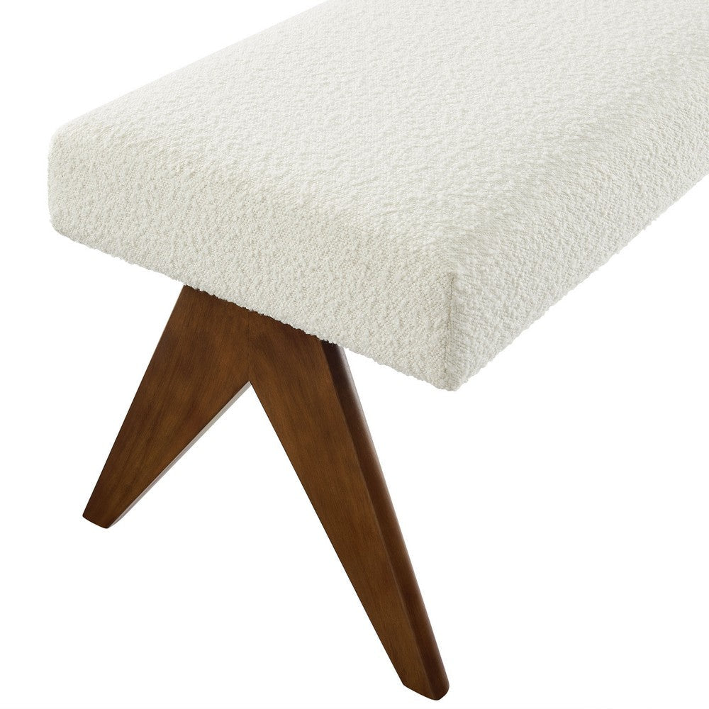Modway Lyra 47 Inch Boucle Upholstered Bench in Ivory Boucle