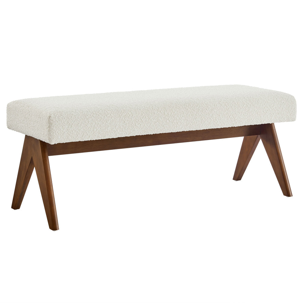 Modway Lyra 47 Inch Boucle Upholstered Bench in Ivory Boucle