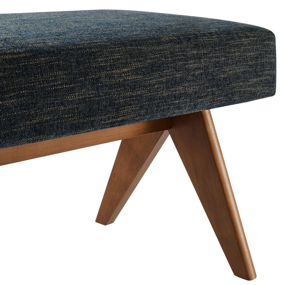 Modway Lyra 63 Inch Heathered Fabric Upholstered Bench in Azure