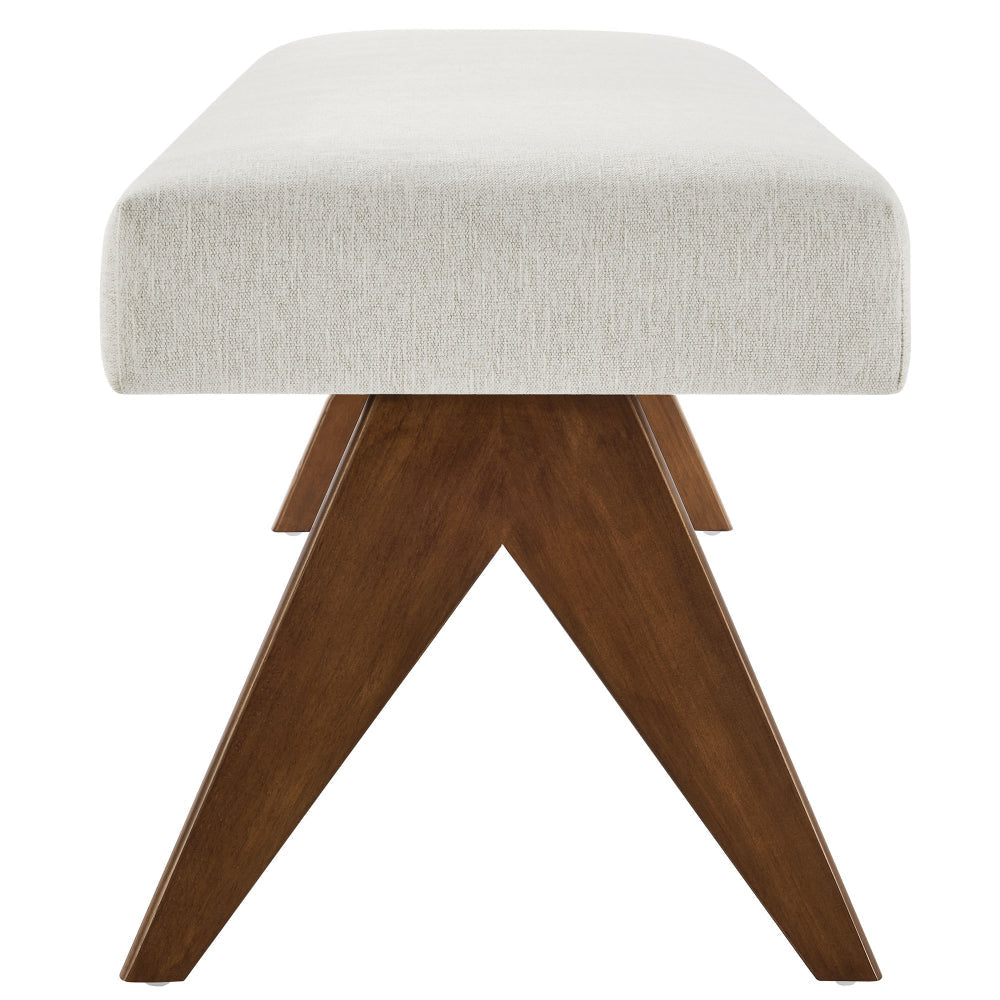 Modway Lyra 63 Inch Heathered Fabric Upholstered Bench in Ivory