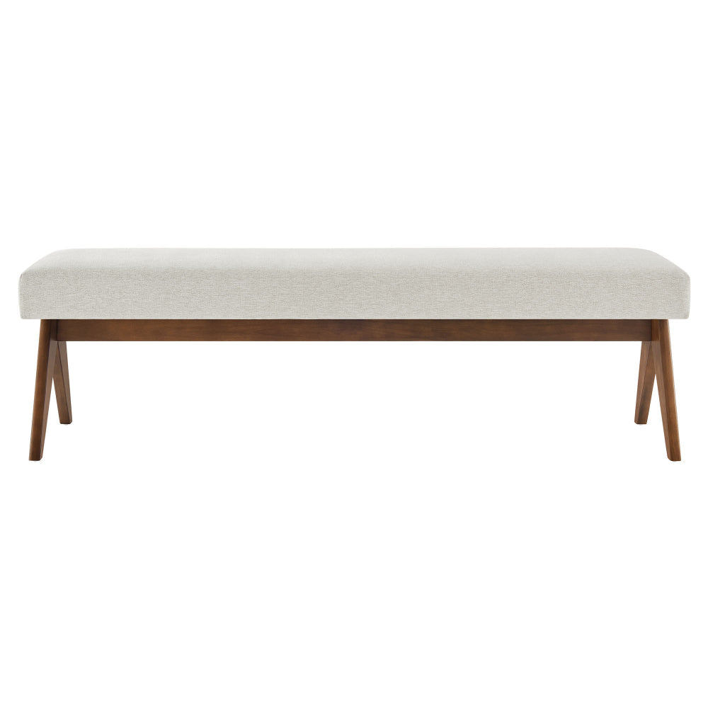 Modway Lyra 63 Inch Heathered Fabric Upholstered Bench in Ivory