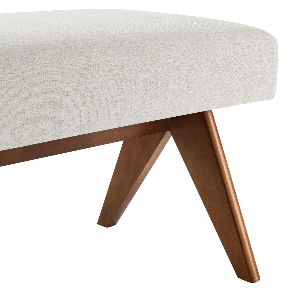 Modway Lyra 63 Inch Heathered Fabric Upholstered Bench in Ivory