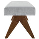 Modway Lyra 63 Inch Heathered Fabric Upholstered Bench in Light Gray