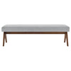 Modway Lyra 63 Inch Heathered Fabric Upholstered Bench in Light Gray