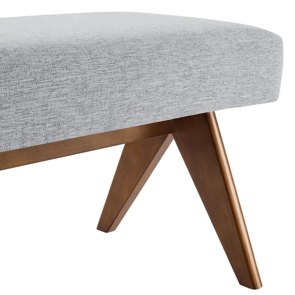 Modway Lyra 63 Inch Heathered Fabric Upholstered Bench in Light Gray