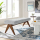 Modway Lyra 63 Inch Heathered Fabric Upholstered Bench in Light Gray