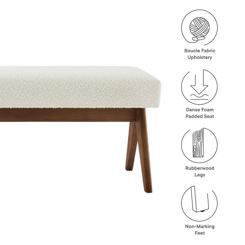 Modway Lyra 63 Inch Boucle Upholstered Bench in Ivory Boucle