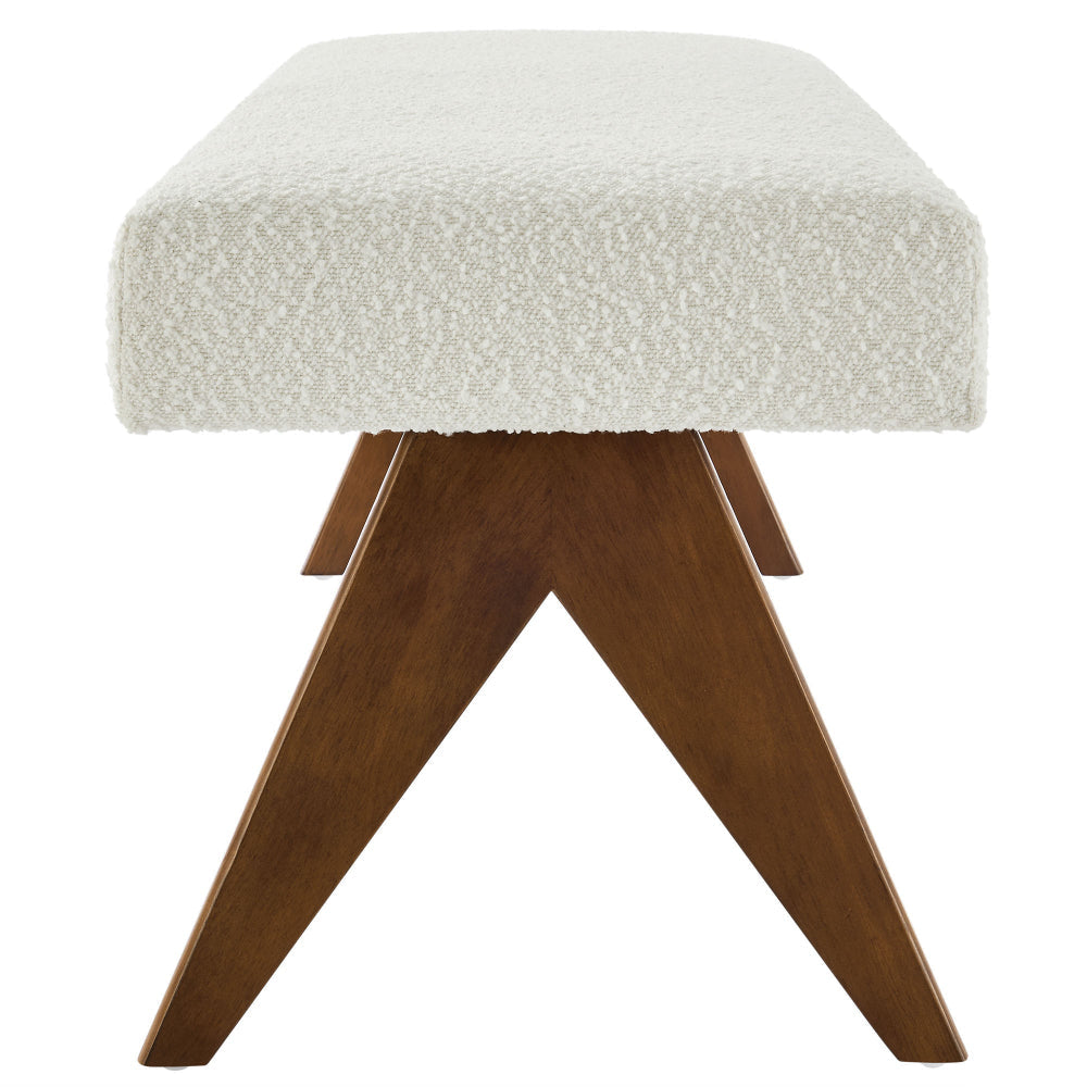 Modway Lyra 63 Inch Boucle Upholstered Bench in Ivory Boucle