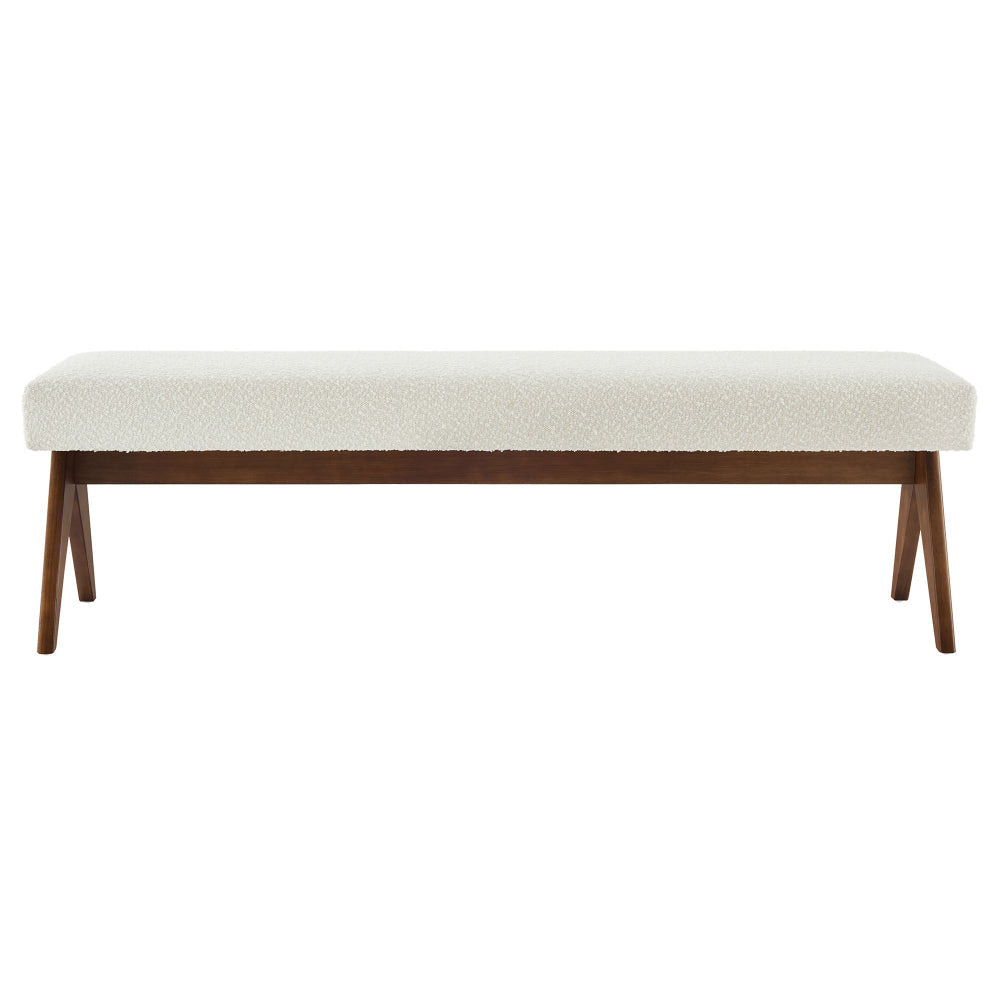 Modway Lyra 63 Inch Boucle Upholstered Bench in Ivory Boucle