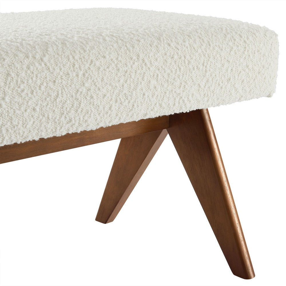 Modway Lyra 63 Inch Boucle Upholstered Bench in Ivory Boucle
