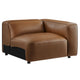Modway Auren Vegan Leather Right Modular Armchair in Coffee - Faux Leather Right Arm Facing Sectional Chair - Mid Century Modern Single Sofa Chair - Living Room Oversized PU Leather Chair