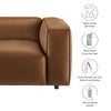 Modway Auren Vegan Leather Right Modular Armchair in Coffee - Faux Leather Right Arm Facing Sectional Chair - Mid Century Modern Single