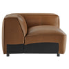 Modway Auren Vegan Leather Right Modular Armchair in Coffee - Faux Leather Right Arm Facing Sectional Chair - Mid Century Modern Single