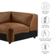 Modway Auren Vegan Leather Corner Modular Chair in Coffee - Mid Century Modern Faux Leather Corner Sectional Couch - Living Room Armless PU