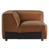 Modway Auren Vegan Leather Corner Modular Chair in Coffee - Mid Century Modern Faux Leather Corner Sectional Couch - Living Room Armless PU