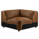Modway Auren Vegan Leather Corner Modular Chair in Coffee - Mid Century Modern Faux Leather Corner Sectional Couch - Living Room Armless PU