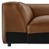 Modway Auren Vegan Leather Corner Modular Chair in Coffee - Mid Century Modern Faux Leather Corner Sectional Couch - Living Room Armless PU